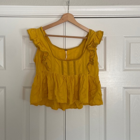 Free People Yellow Ruffle Top - Picture 3 of 5